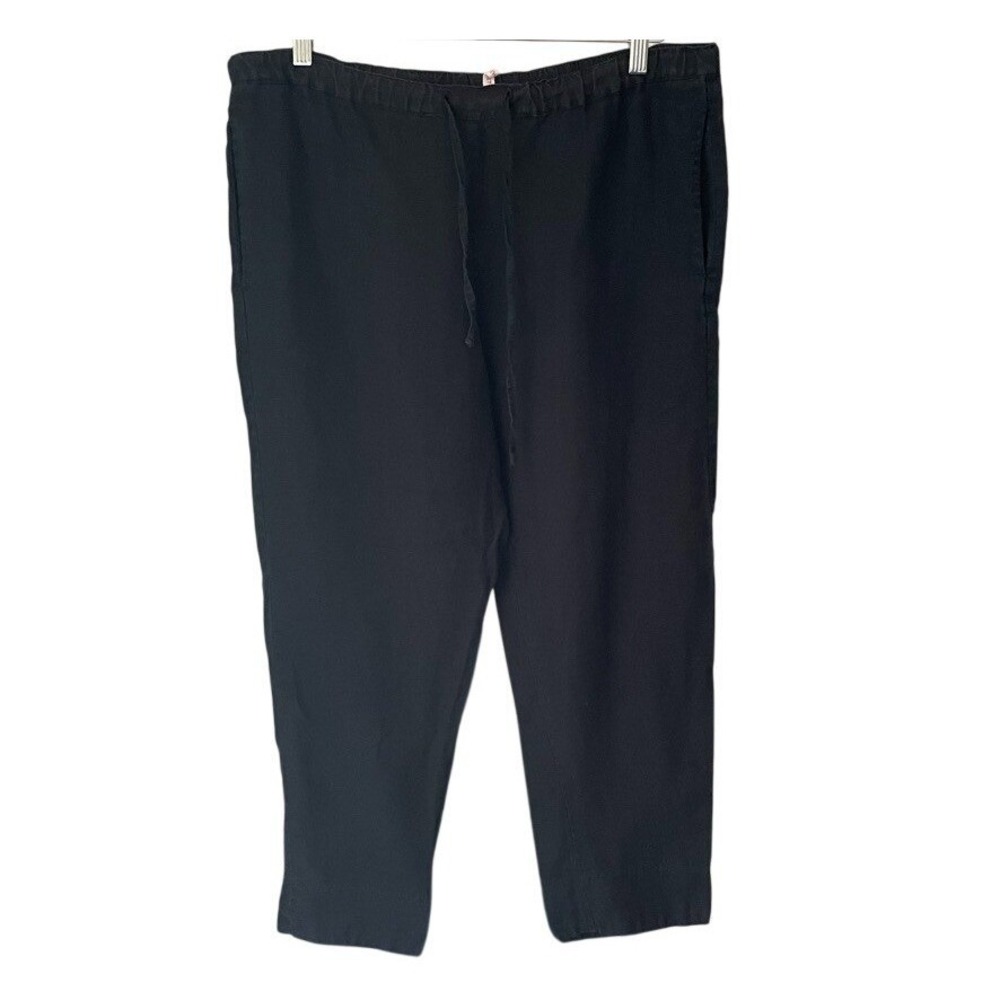 South Street Linen Black Linen Pull On Crop Pants Size 1‎ Made USA